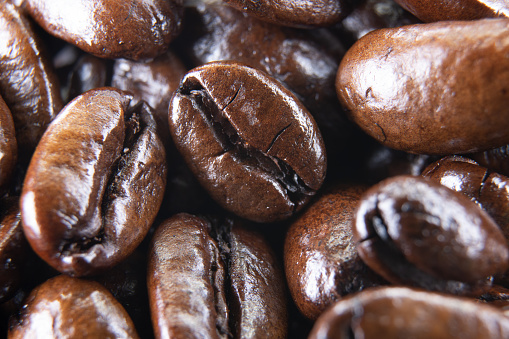 A macro picture of coffee beans