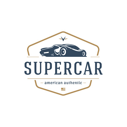 Sport car car symbol template vector design element vintage style for label or badge retro illustration. Super car silhouette.