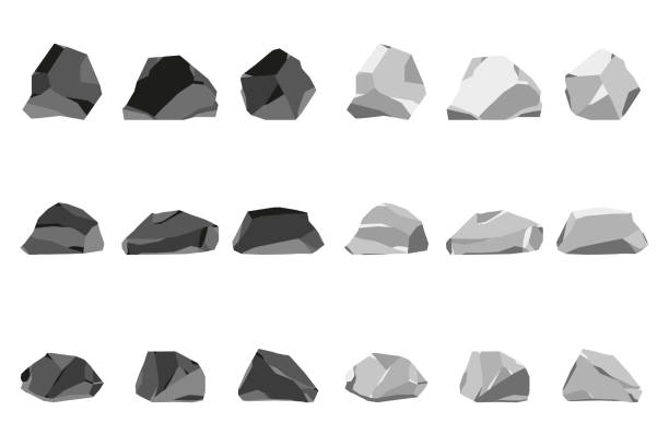 ilustrações de stock, clip art, desenhos animados e ícones de rock stones and coal vector cartoon set isolated on a white background. - rock stone stack textured