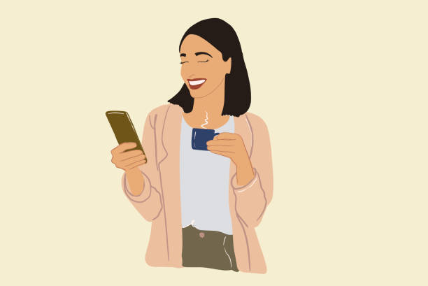 istock Woman with coffee and phone before working day in the morning 1308597772