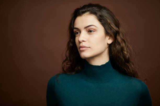 Cut-out studio portrait. Young woman
