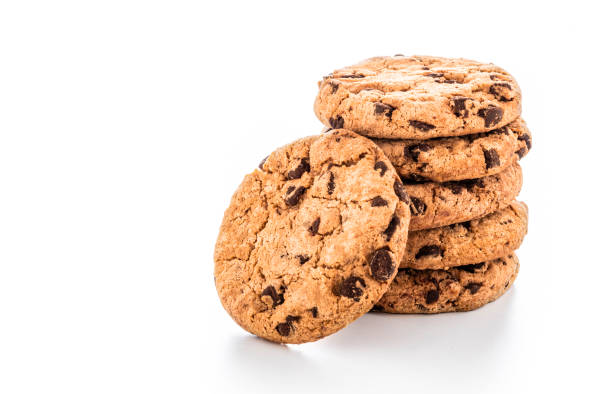 istock Chocolate chip cookies isolated on white background 1308599378
