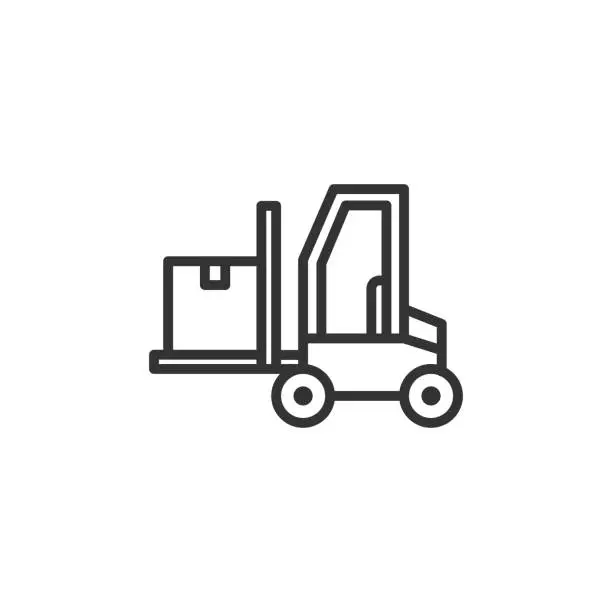 Vector illustration of Forklift truck glyph icon. Logistic and delivery, bendi truck with box sign. Vector illustration.