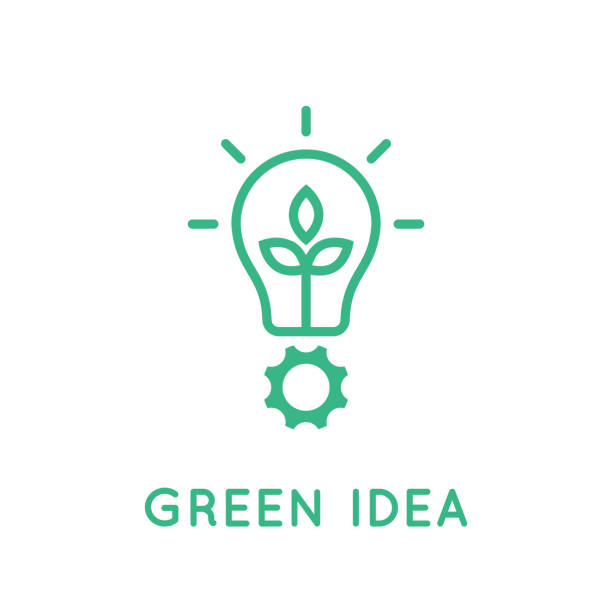 ilustrações de stock, clip art, desenhos animados e ícones de lightbulb with a gear. green idea concept. environmental friendly technology. - creative sustainability