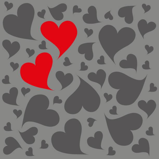 two red hearts on a gray background love abstract vector illustration