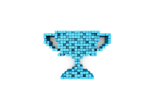 Trophy Symbol cube shape on white background