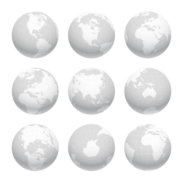 земной шар устанавливается из вариантных представлений с меридианами и параллелями. иллюстрация 3d вектора - sphere digitally generated image planet globe stock illustrations