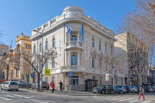 Belgrade, Serbia - February 23, 2021: Greek Embassy Building in Old Belgrade, Serbia.