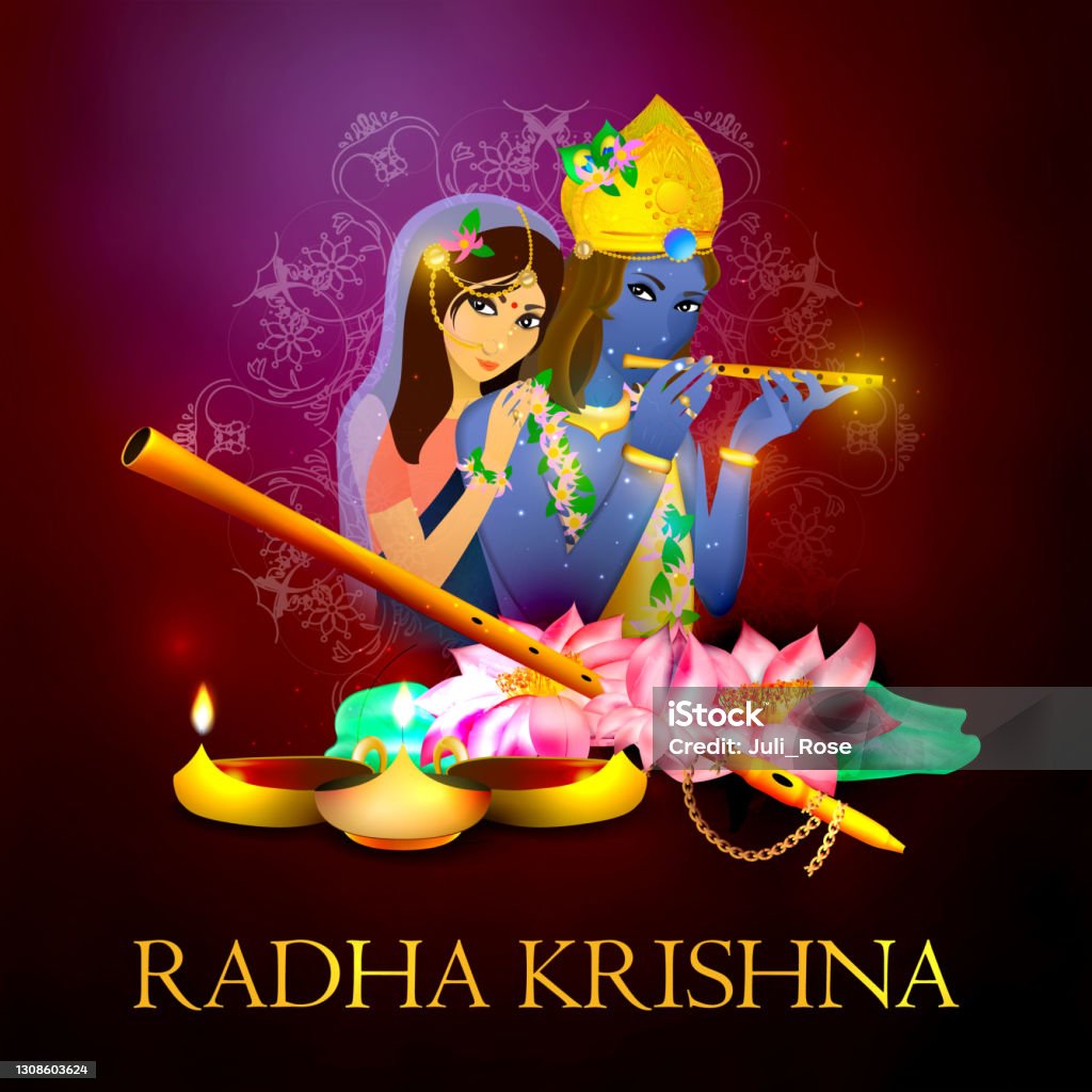 Hindu God And Goddess Radha Krishna Religion Concept Stock ...