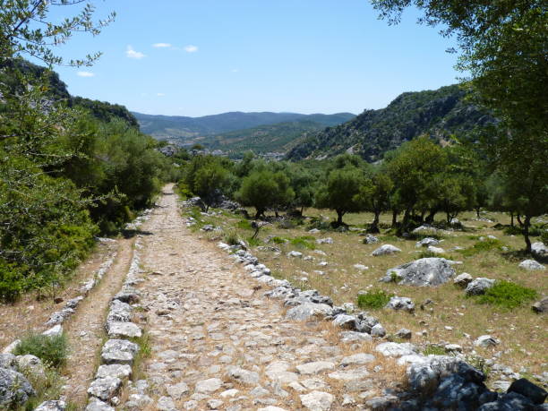 Sierra de Grazalema: the Roman Road between Ubrique and Benaocaz Photo from a hike across the stunning Sierra de Grazalema, near Ronda grazalema stock pictures, royalty-free photos & images