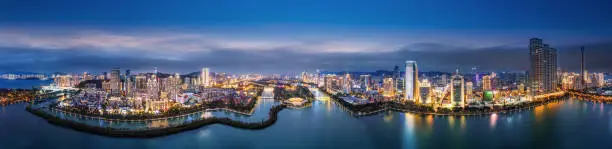 Aerial photography of Xiamen city scenery at night