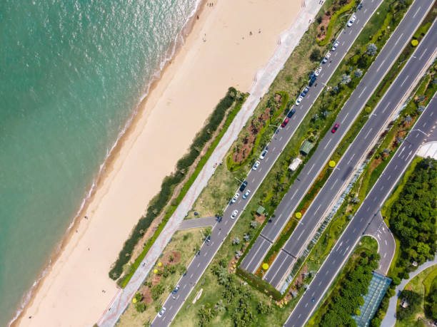 fotografia aerea del cavalcavia stradale della città costiera di xiamen - highway road street twisted foto e immagini stock