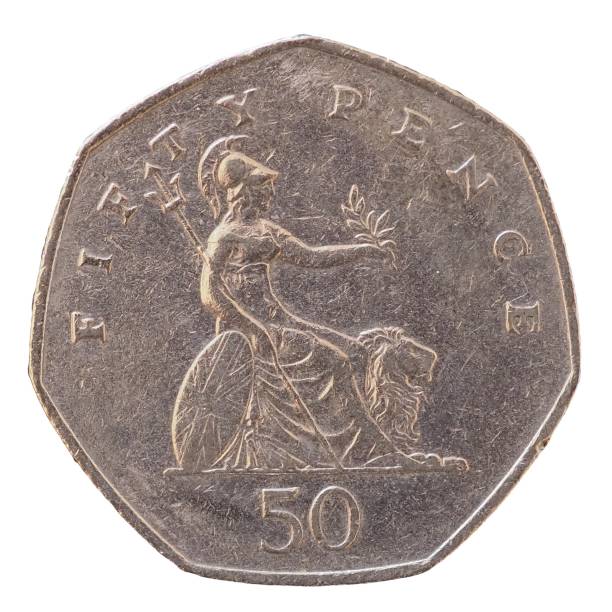 50 펜스 동전, 영국 - fifty pence coin coin british coin number 50 뉴스 사진 이미지