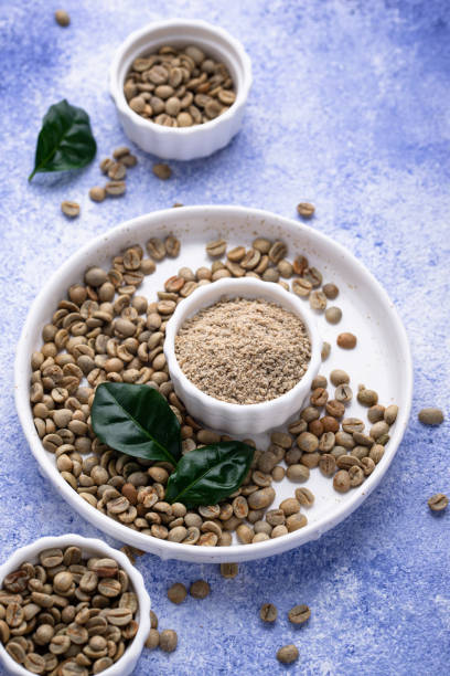 istock Fresh organic green coffee beans. 1308606117