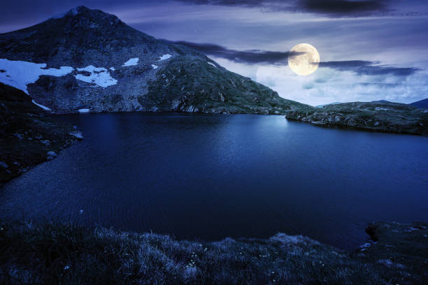 istock summer scenery with lake on high altitude at night 1308607476