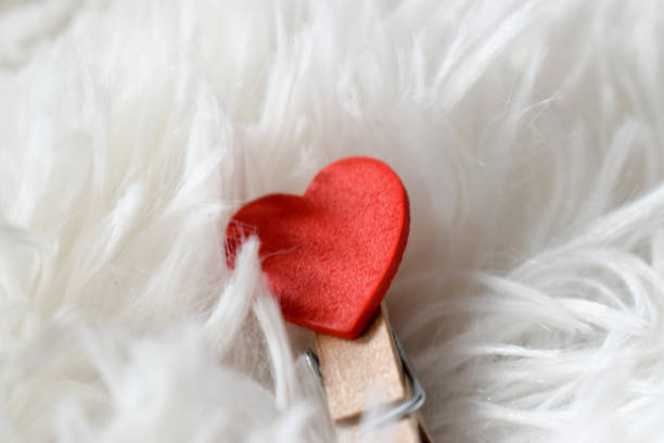 istock Heart clip on a white furry background 1308607487