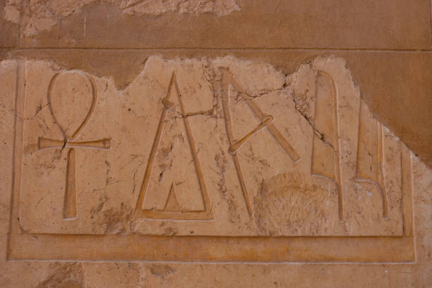 istock Ancient Egyptian hieroglyphics, stone carving reliefs, historical Egypt 1308614275