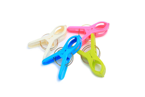 istock Colorful plastic clothespin isolated on white background 1308614489