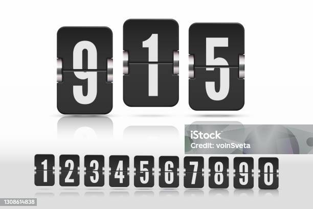Random Numbers Flipboard Set Of Flip Numbers On A Mechanical Scoreboard With Reflection Floating ...