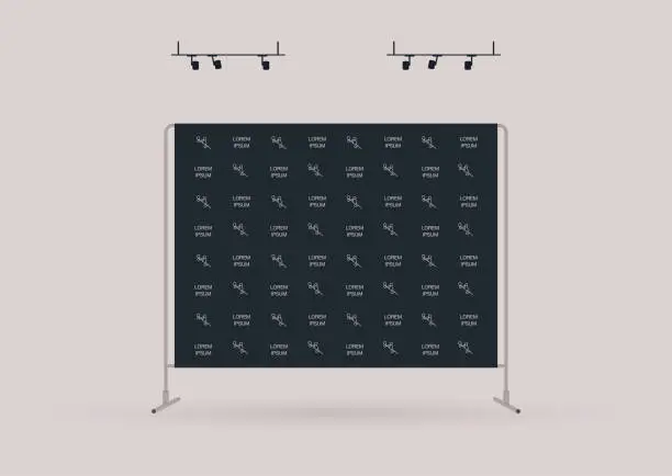 Vector illustration of A template of a marketing event press wall covered with sponsor logos, no people