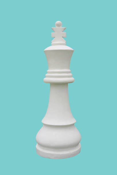 istock White chess king standing isolated on cyan background - clipping path 1308617733