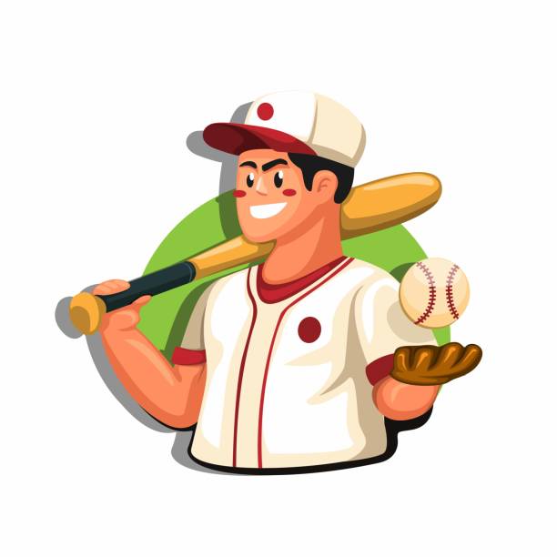 漫画のイラストベクトルで野球選手キャラクターマスコットコンセプト - 野球のストライク点のイラスト素材／クリップアート素材／マンガ素材／アイコン素材
