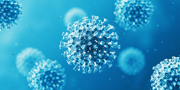 istock Coronavirus New Strain Wide Blue Background 1308624332
