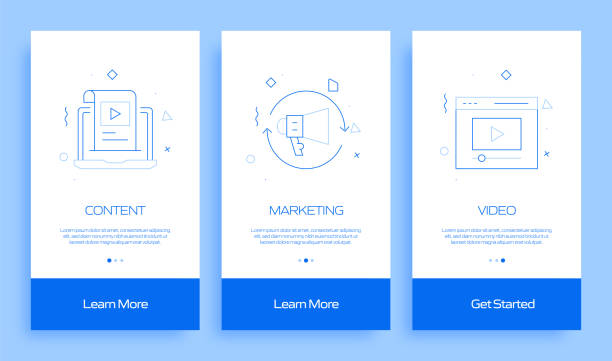 istock Inbound Marketing Concept Onboarding Mobile App Page Screen with Flat Icons. UX, UI Design Template Vector Illustration 1308624402