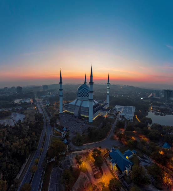istock Shah Alam Blue Mosque Aerial sunrise 1308627884