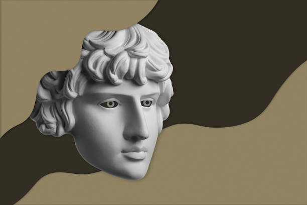 istock Collage with sculpture of human face in a pop art style. Modern creative concept image with ancient statue head. Zine culture. Contemporary art poster. Funky punk minimalism. Retro surreal design. 1308632106