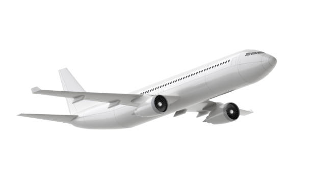 3d plane take off isolated on white background. 3d rendering stock photo