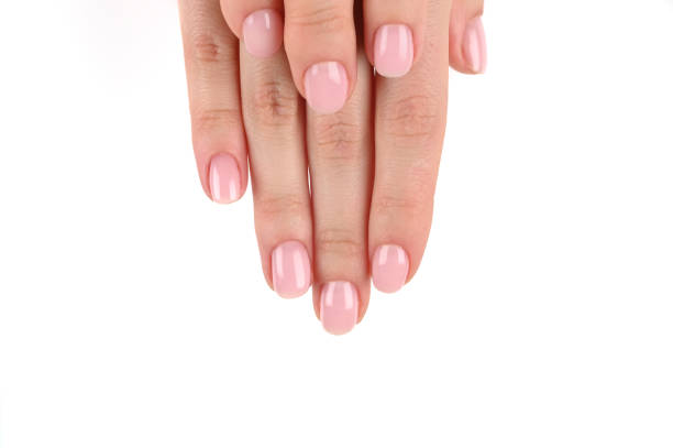 istock Female beautiful hands with manicure on an isolated background 1308636132