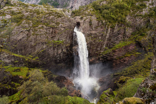 istock Watterfall in Norway with Mountain. Manafossen 1308636952
