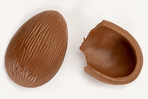 Brazilian Easter chocolate egg, isolated on white background.
