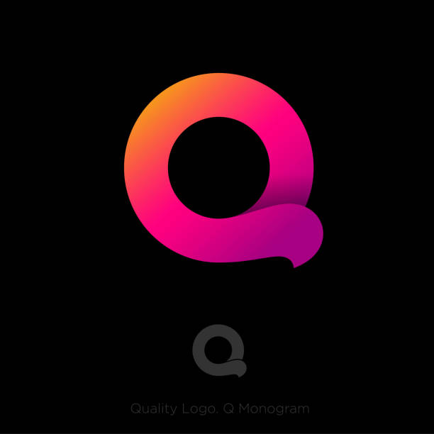 Q monogram. Beautiful letter Q consist of gradient ribbon with shadow. Emblem for business, UI icon, internet, online shop. letter q stock illustrations