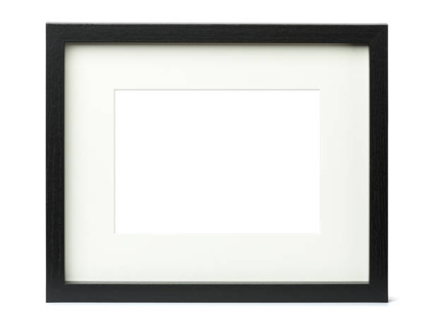 istock Black textured picture frame  with matte, isolated with clipping path on white background 1308641528