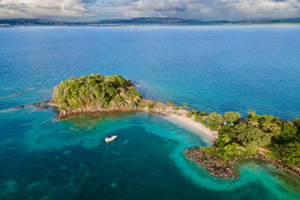 les trois-ilets, martinica, fwi - vista aérea de la pointe du bout - pointe du bout - fotografias e filmes do acervo