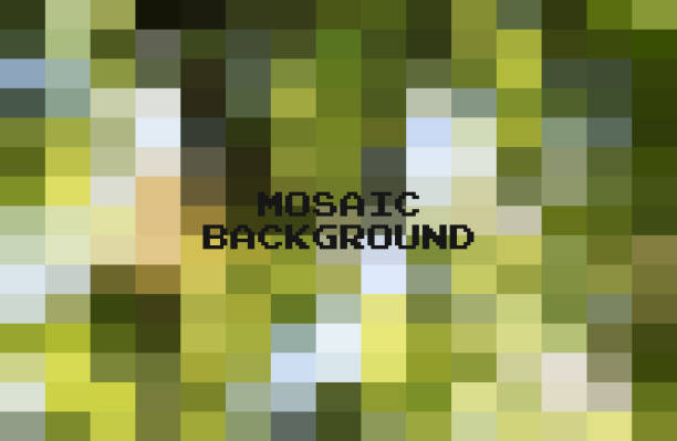 istock Abstract Green geometric Background, Creative Design Templates. Pixel art Grid Mosaic, 8 bit vector background. 1308644003