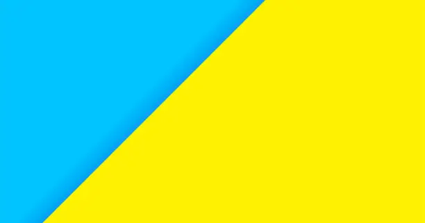 Vector illustration of color background blue and yellow for banner, two tone opposite colors, yellow and light blue paper background, wallpaper colored yellow blue