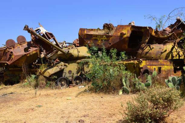 istock Asmara tank graveyard - BTR-60 APC, M41 light tank, T-55 MBT, BTR-152 APC, Asmara, Ethiopia 1308645867