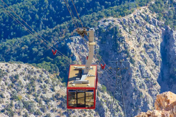 Photo of Cable car on ropeway leading to a top of Tahtali mountain in Antalya province, Turkey