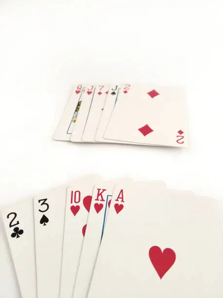 Playing card game isolated on white background