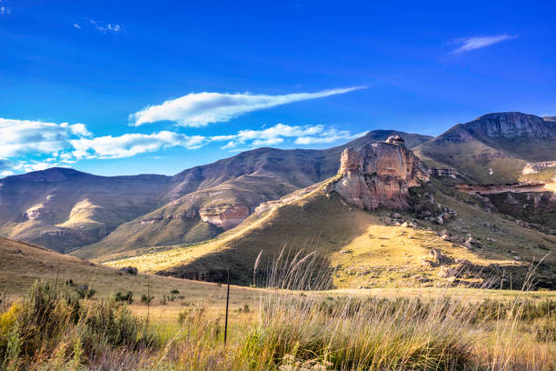 Travelling through the Golden Gate Highlands National Park, part of the Drakensberg mountain range in the Free State near Clarens, South Africa.