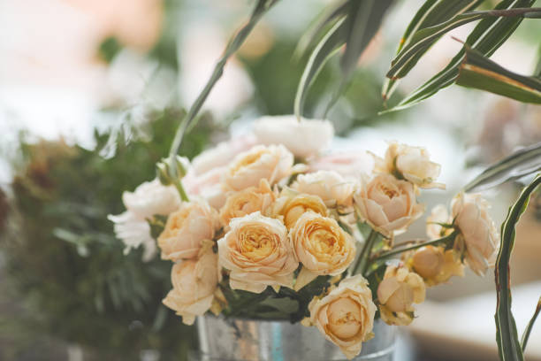 istock Beautiful Roses in Flower Shop 1308652956