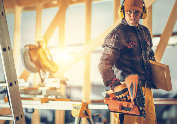 istock Construction Contractor Worker with Nail Gun in His Hand 1308656831