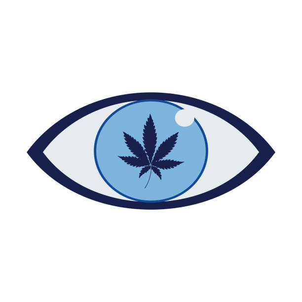 ilustrações de stock, clip art, desenhos animados e ícones de overdose of marijuana on a person's blue pupil. acute cannabis intoxication. harmful to the brain and body. vector graphics. - intoxication