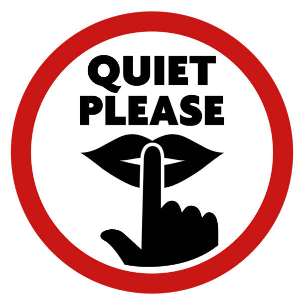 round QUIET PLEASE sign with finger on lips symbol round QUIET PLEASE sign with finger on lips symbol vector illustration finger on lips stock illustrations