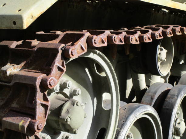 istock Wheels of a tank 1308663231