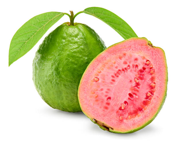 istock guava with slice isolated on white background. clipping path 1308666969