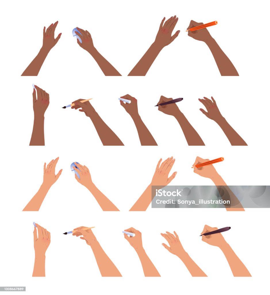 Vector Hand Collection Vector Collection Of Hands Stock Illustration - Download Image Now ...